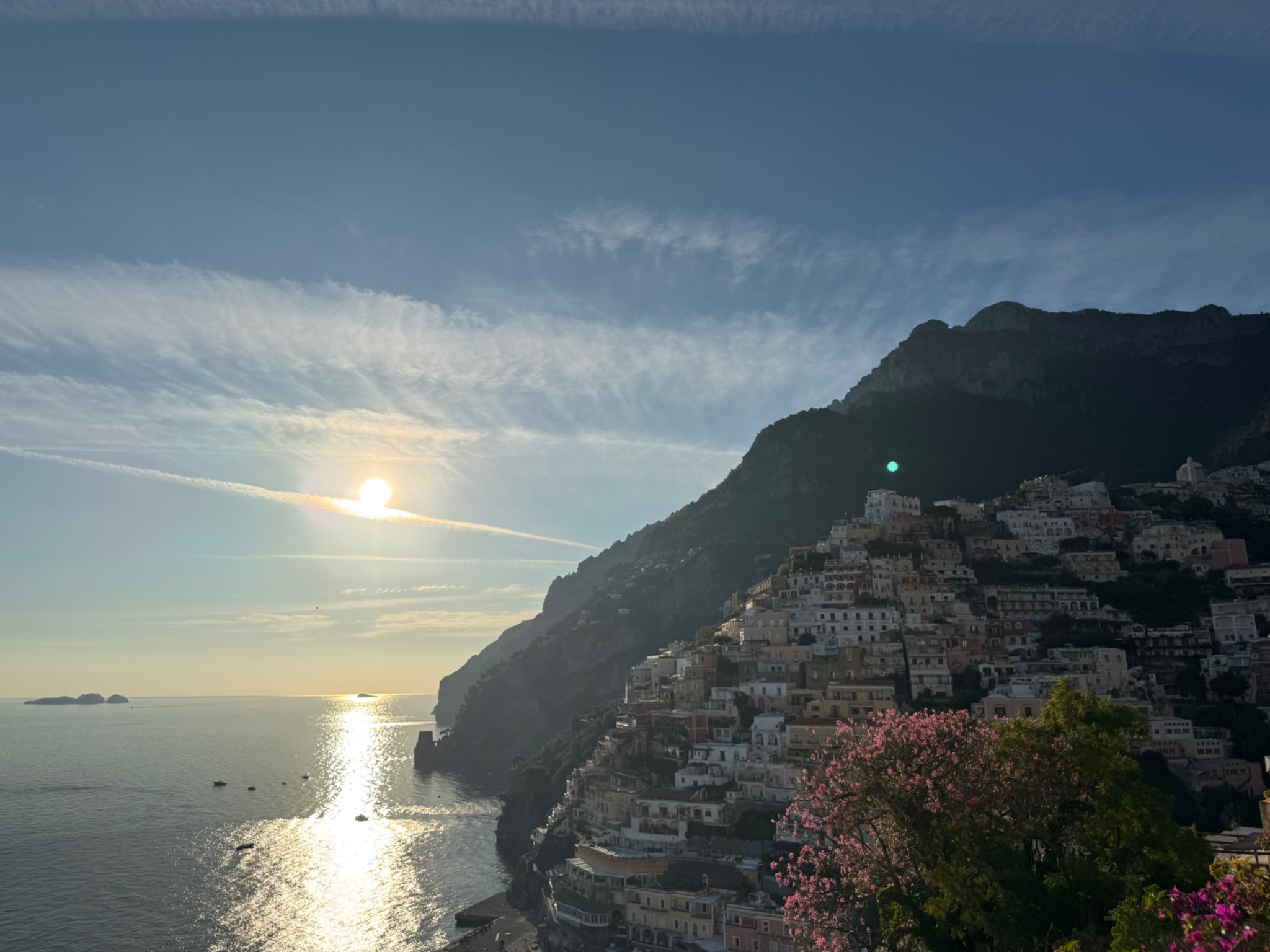 Positano and the Amalfi Coast at sunset